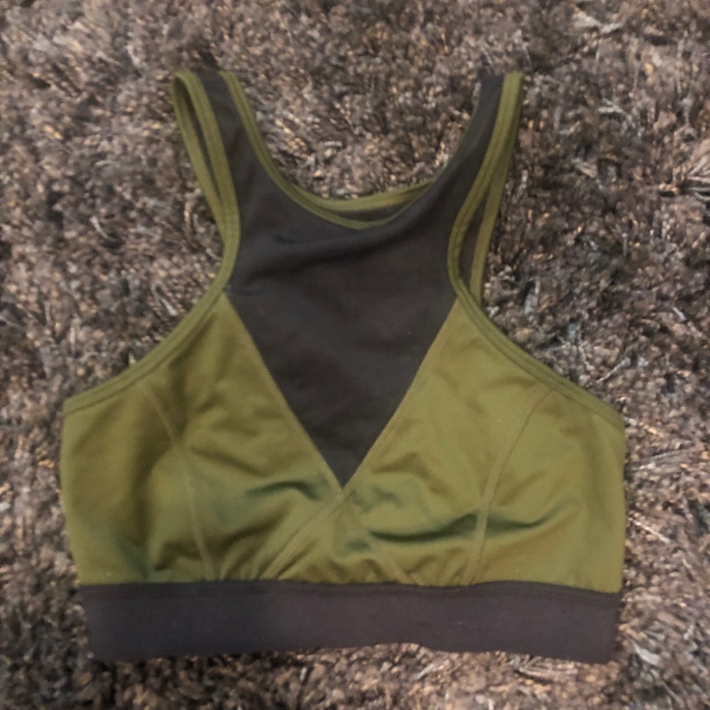 Dark green sports bra